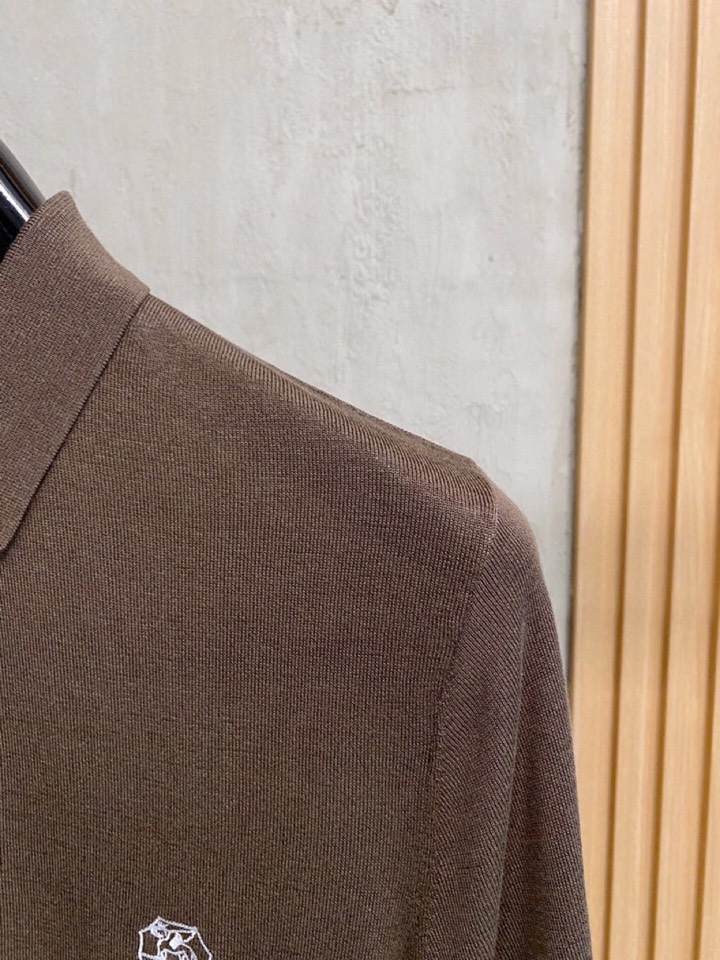 brunello Cucinelli bc家族男士高端简约短袖翻领T恤针织衫，经典王牌系列\n高端奢华且