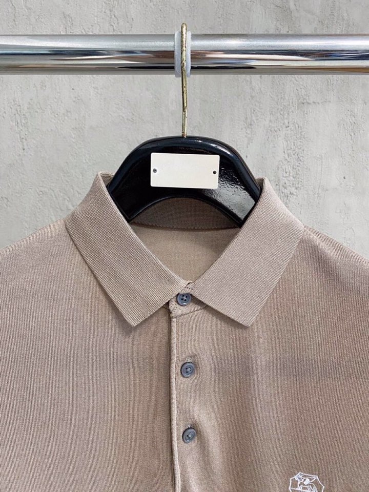 brunello Cucinelli bc家族男士高端简约短袖翻领T恤针织衫，经典王牌系列\n高端奢华且