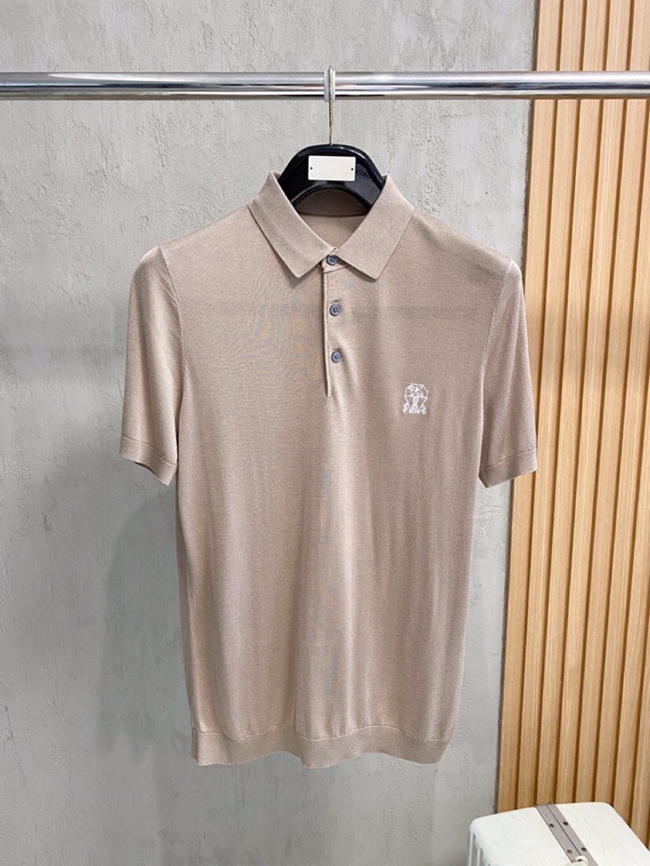 brunello Cucinelli bc家族男士高端简约短袖翻领T恤针织衫，经典王牌系列\n高端奢华且