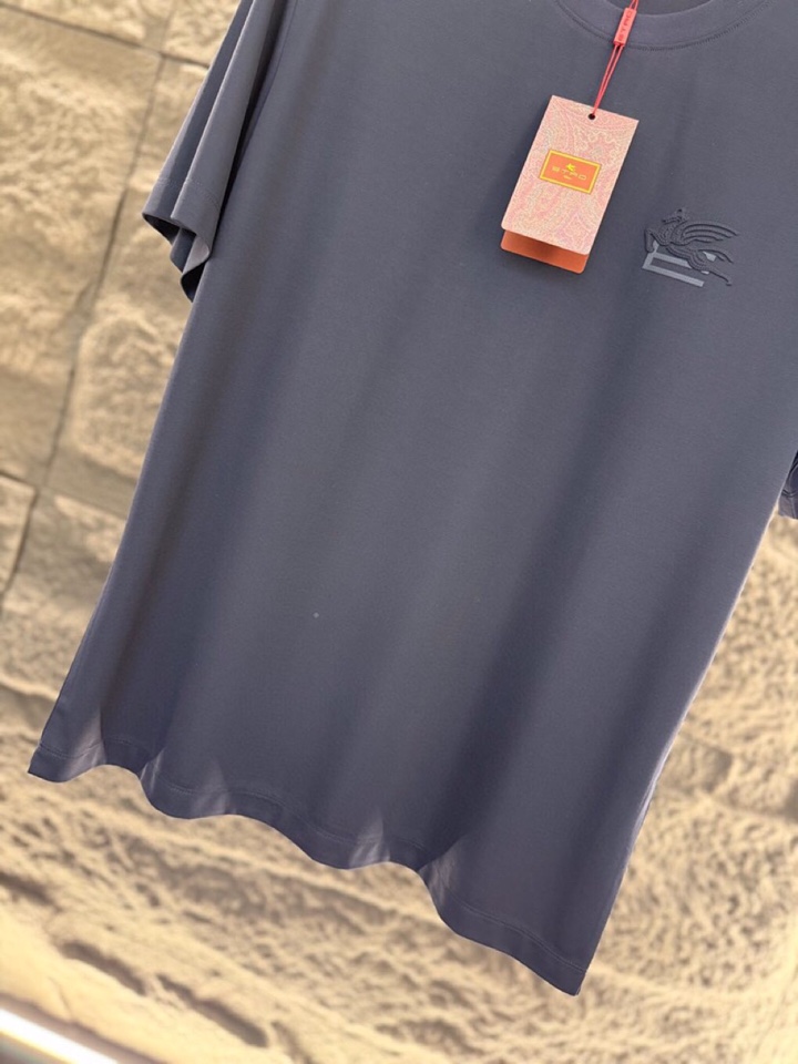 ETRO 艾绰 2026ss 早春新品男士棉质圆领短袖T恤，\n颜色: 蓝色 白色\n码数: 48 50