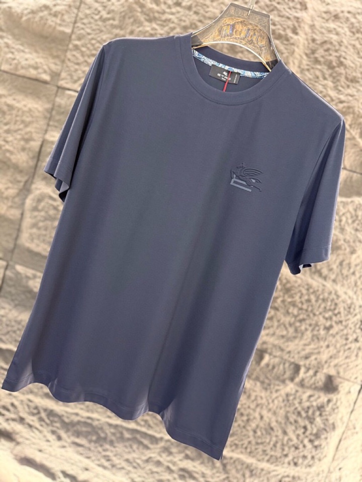 ETRO 艾绰 2026ss 早春新品男士棉质圆领短袖T恤，\n颜色: 蓝色 白色\n码数: 48 50