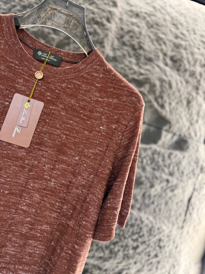 loro Piana 诺悠翩雅loro Pianass 早春新品\nTori男士短袖圆领T恤针织衫，亚麻