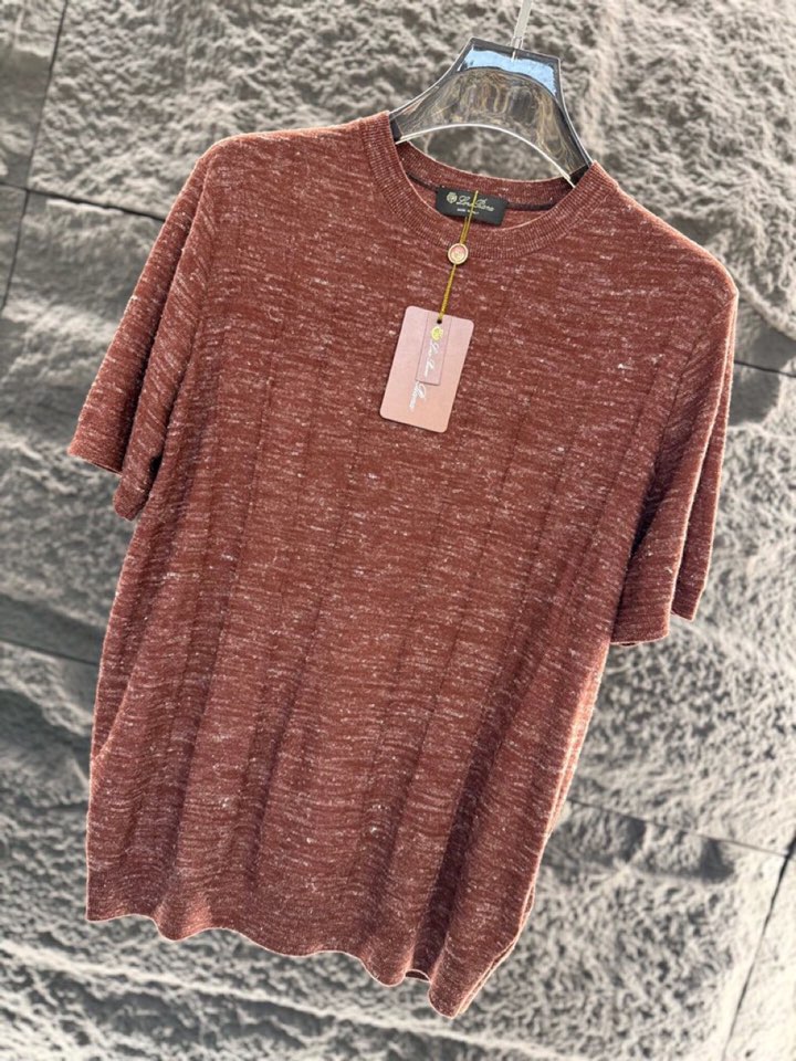 loro Piana 诺悠翩雅loro Pianass 早春新品\nTori男士短袖圆领T恤针织衫，亚麻