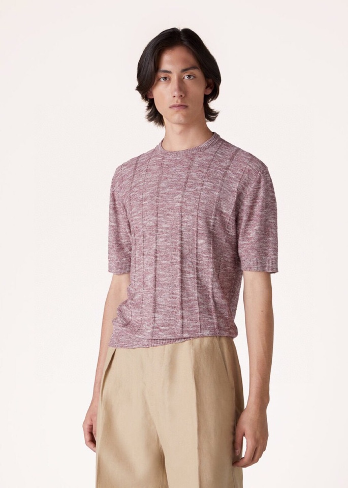 loro Piana 诺悠翩雅loro Pianass 早春新品\nTori男士短袖圆领T恤针织衫，亚麻