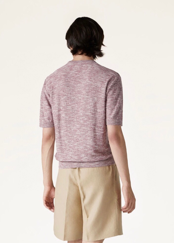 loro Piana 诺悠翩雅loro Pianass 早春新品\nTori男士短袖圆领T恤针织衫，亚麻