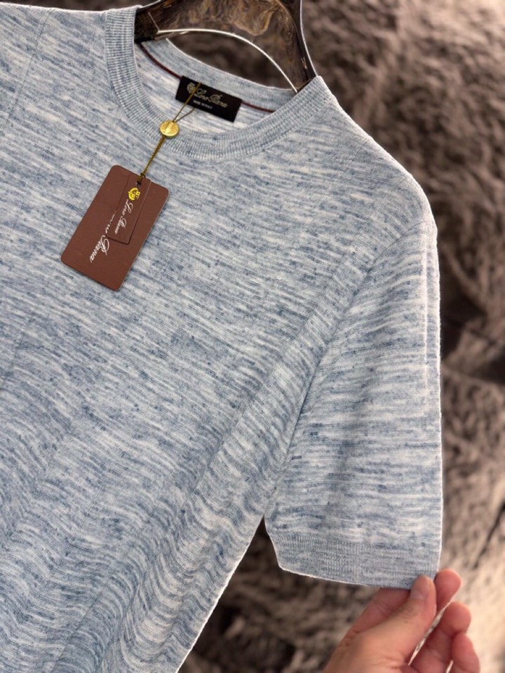loro Piana 诺悠翩雅loro Pianass 早春新品\nTori男士短袖圆领T恤针织衫，亚麻