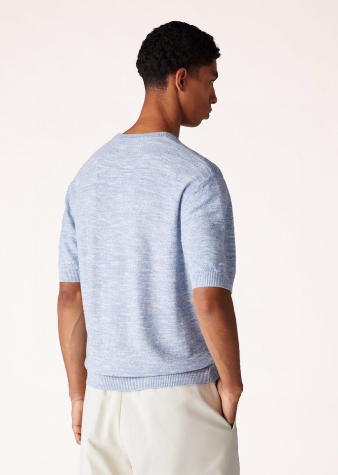 loro Piana 诺悠翩雅loro Pianass 早春新品\nTori男士短袖圆领T恤针织衫，亚麻
