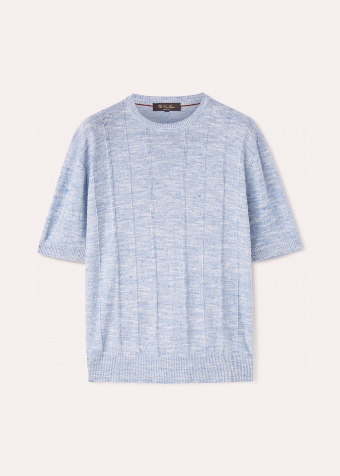 loro Piana 诺悠翩雅loro Pianass 早春新品\nTori男士短袖圆领T恤针织衫，亚麻