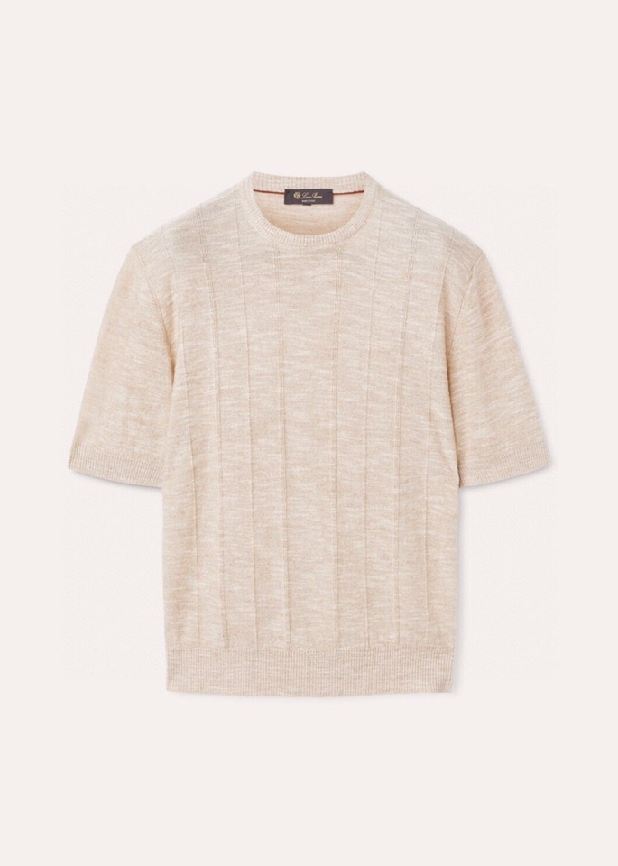 loro Piana 诺悠翩雅loro Pianass 早春新品\nTori男士短袖圆领T恤针织衫，亚麻