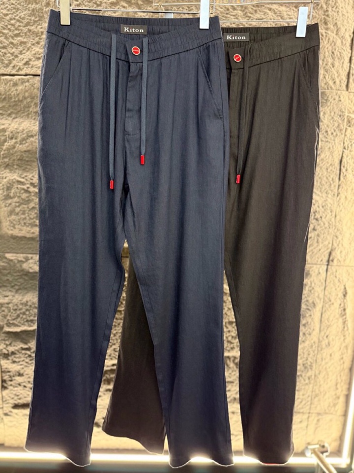 kiton 奇顿 2026ss 春夏新品\n男士亚麻材质休闲裤 \n颜色:黑色、蓝色\n尺码:48 50