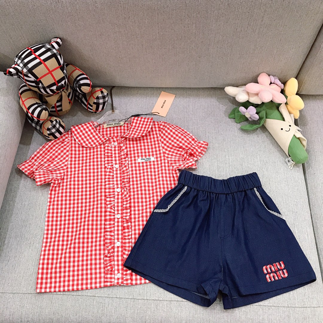 Alta Costura Solo Intercambio Tamaños: 100-160 Traje para niñas MIUMIU ~ Serie limitada [Camisa con plataforma ➕ Pantal…