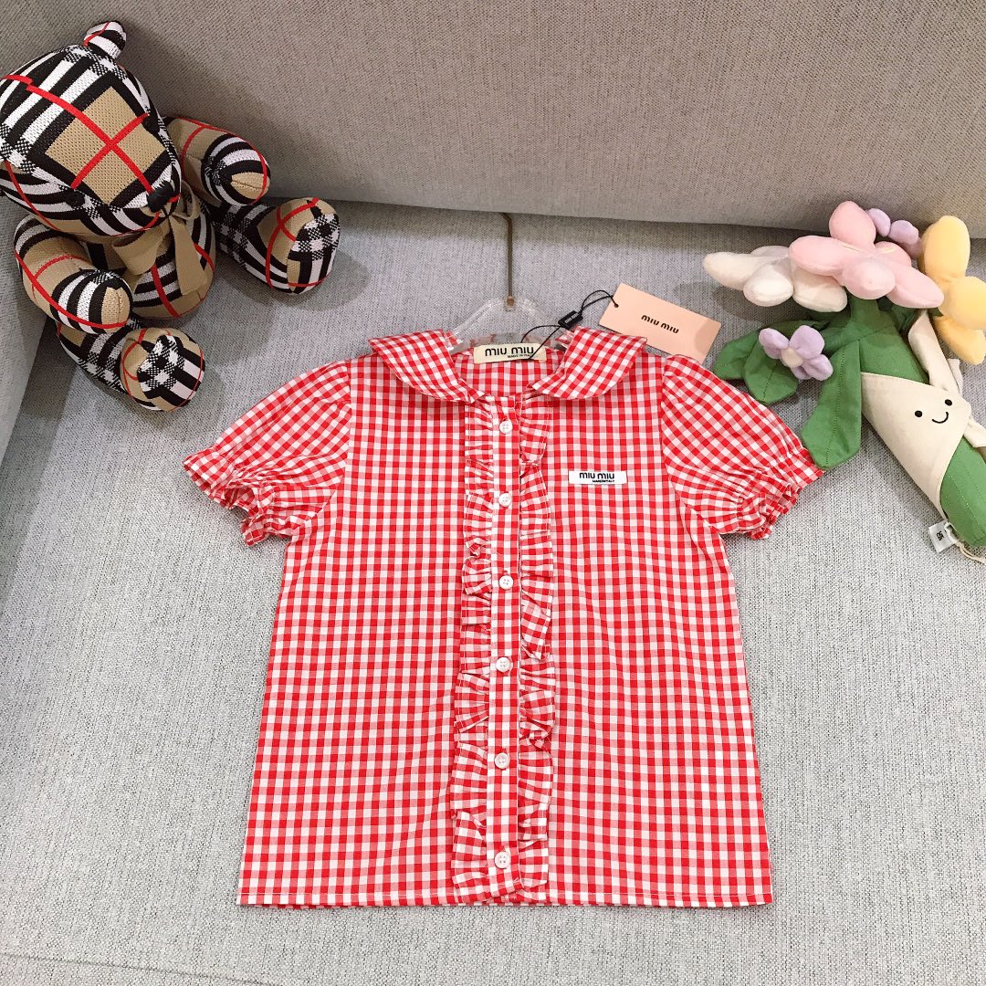 Sólo alta costura. Tamaño: 100-160. La camisa a cuadros MIUMIU está hecha de puro algodón. Es suave y delicado. Es un e…