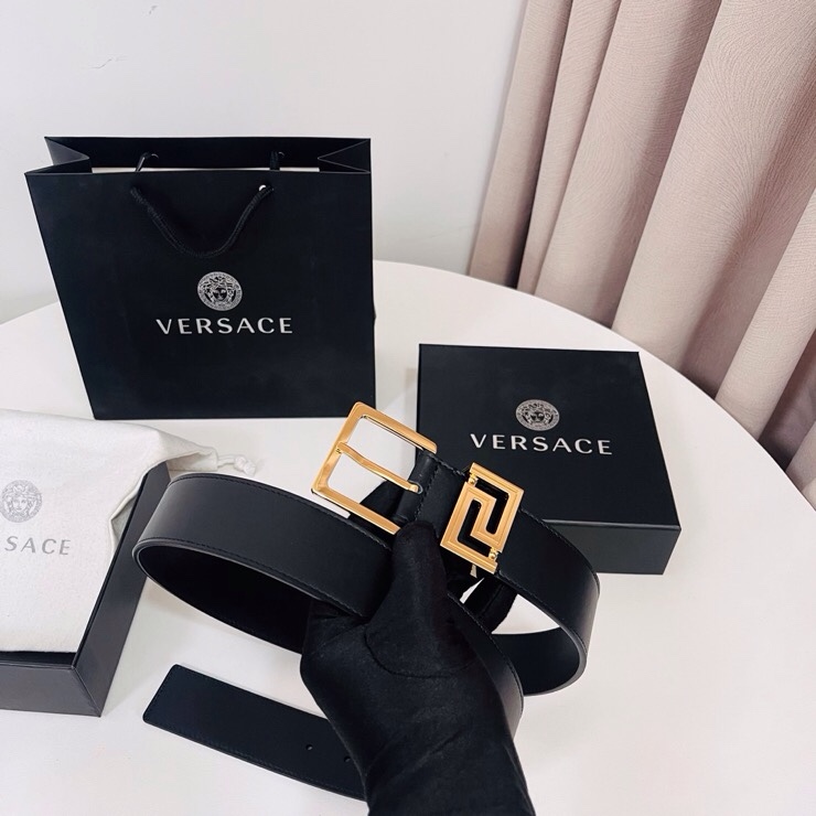 Versace 宽度：𝟰 𝟬𝗰𝗺 范思哲 VERSACE « 配全套 原包装 » 进口 小牛皮+精品纯铜扣 针扣系列 官网在售新款对版开模
