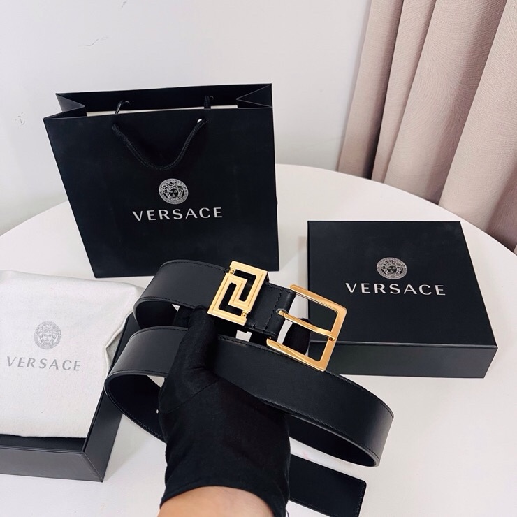 Versace 宽度：𝟰 𝟬𝗰𝗺 范思哲 VERSACE « 配全套 原包装 » 进口 小牛皮+精品纯铜扣 针扣系列 官网在售新款对版开模