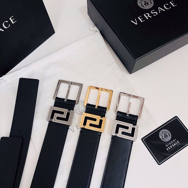 Versace 宽度：𝟰 𝟬𝗰𝗺 范思哲 VERSACE « 配全套 原包装 » 进口 小牛皮+精品纯铜扣 针扣系列 官网在售新款对版开模