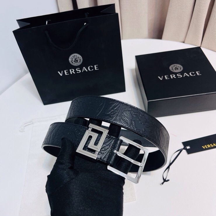 Versace 宽度：𝟰 𝟬𝗰𝗺 范思哲 VERSACE « 配全套 原包装 » 进口 小牛皮+精品纯铜扣 针扣系列 官网新款压花对版开模