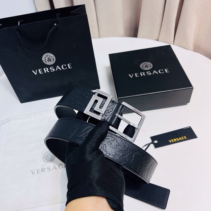 Versace 宽度：𝟰 𝟬𝗰𝗺 范思哲 VERSACE « 配全套 原包装 » 进口 小牛皮+精品纯铜扣 针扣系列 官网新款压花对版开模