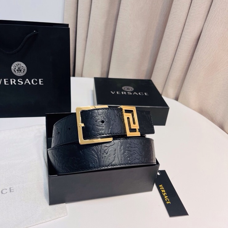 Versace 宽度：𝟰 𝟬𝗰𝗺 范思哲 VERSACE « 配全套 原包装 » 进口 小牛皮+精品纯铜扣 针扣系列 官网新款压花对版开模