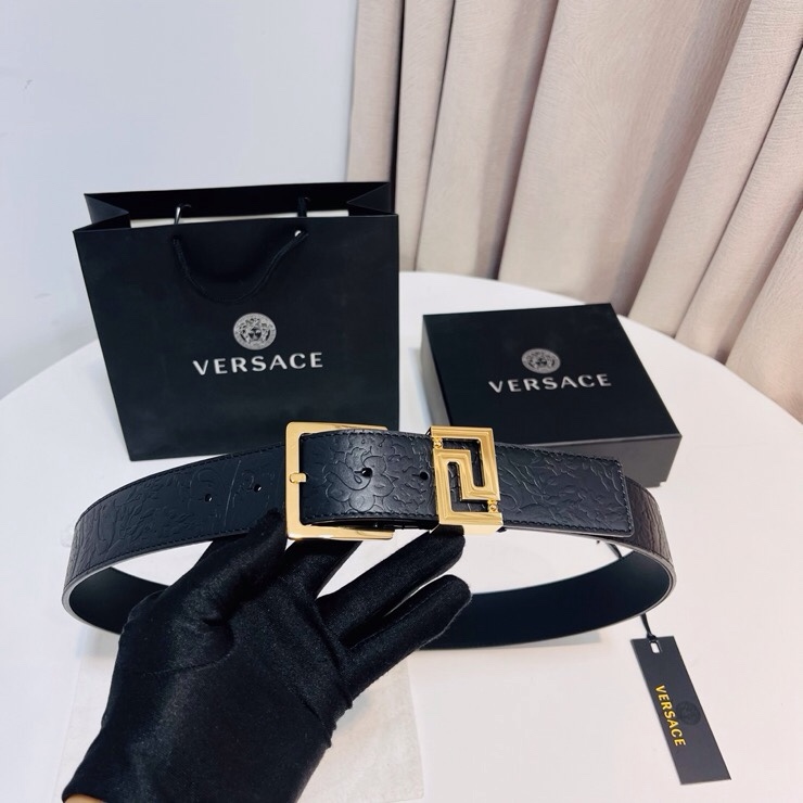 Versace 宽度：𝟰 𝟬𝗰𝗺 范思哲 VERSACE « 配全套 原包装 » 进口 小牛皮+精品纯铜扣 针扣系列 官网新款压花对版开模