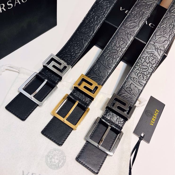 Versace 宽度：𝟰 𝟬𝗰𝗺 范思哲 VERSACE « 配全套 原包装 » 进口 小牛皮+精品纯铜扣 针扣系列 官网新款压花对版开模