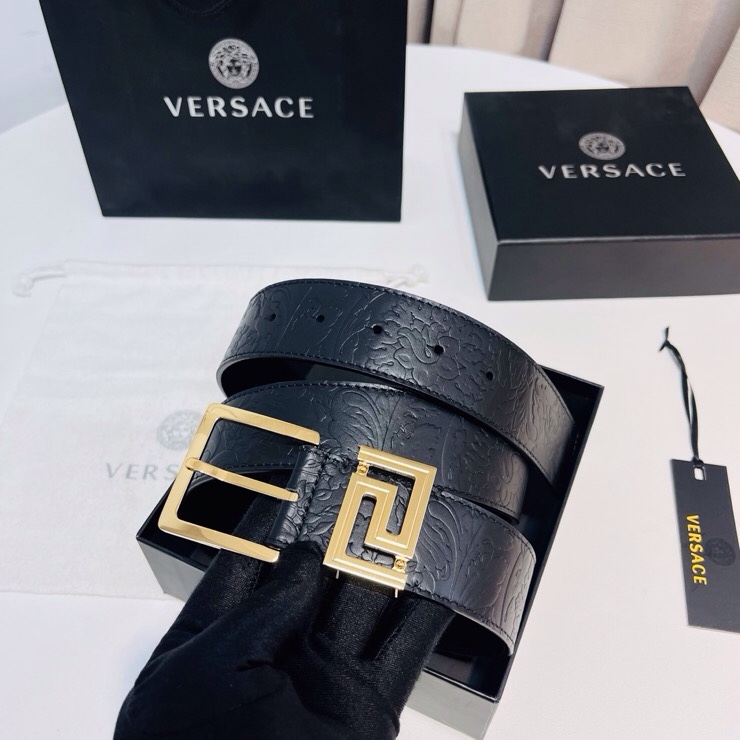 Versace 宽度：𝟰 𝟬𝗰𝗺 范思哲 VERSACE « 配全套 原包装 » 进口 小牛皮+精品纯铜扣 针扣系列 官网新款压花对版开模