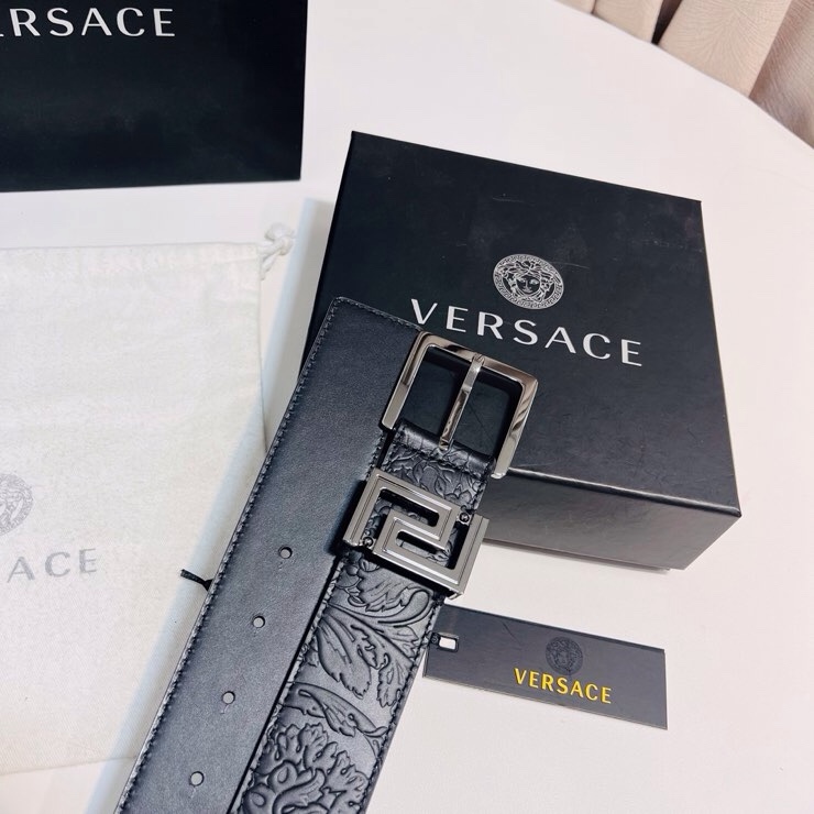 Versace 宽度：𝟰 𝟬𝗰𝗺 范思哲 VERSACE « 配全套 原包装 » 进口 小牛皮+精品纯铜扣 针扣系列 官网新款压花对版开模