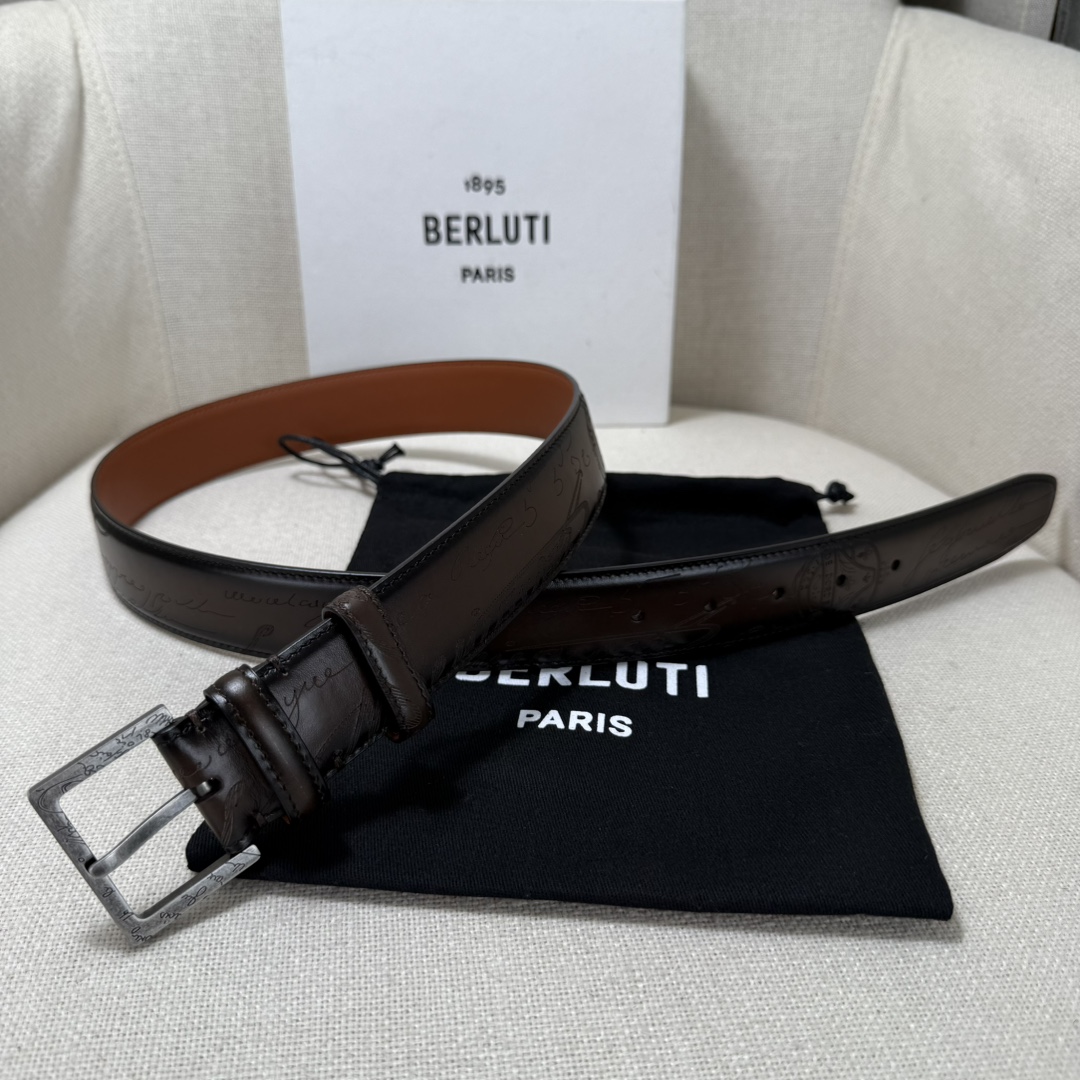 3.5宽Berluti 布鲁提 最新款男士腰带