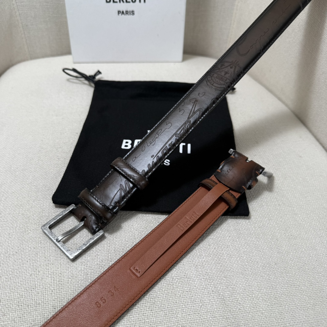 3.5宽Berluti 布鲁提 最新款男士腰带