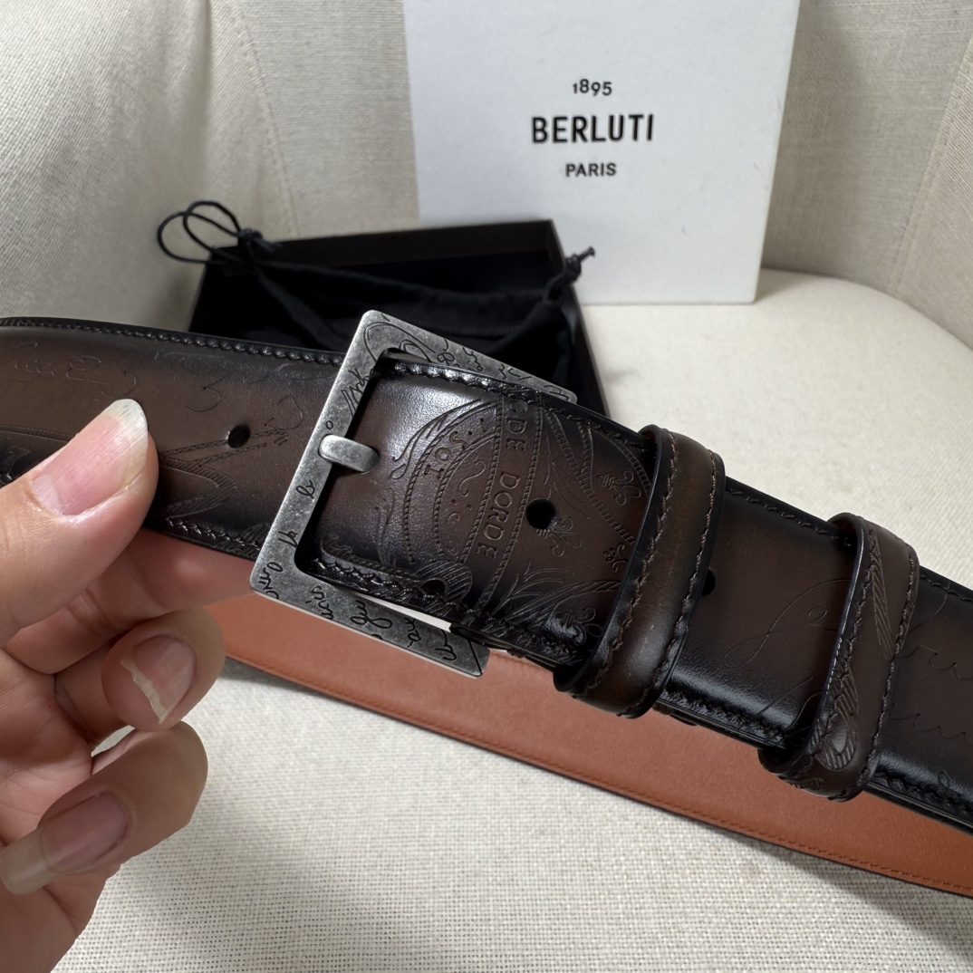 3.5宽Berluti 布鲁提 最新款男士腰带