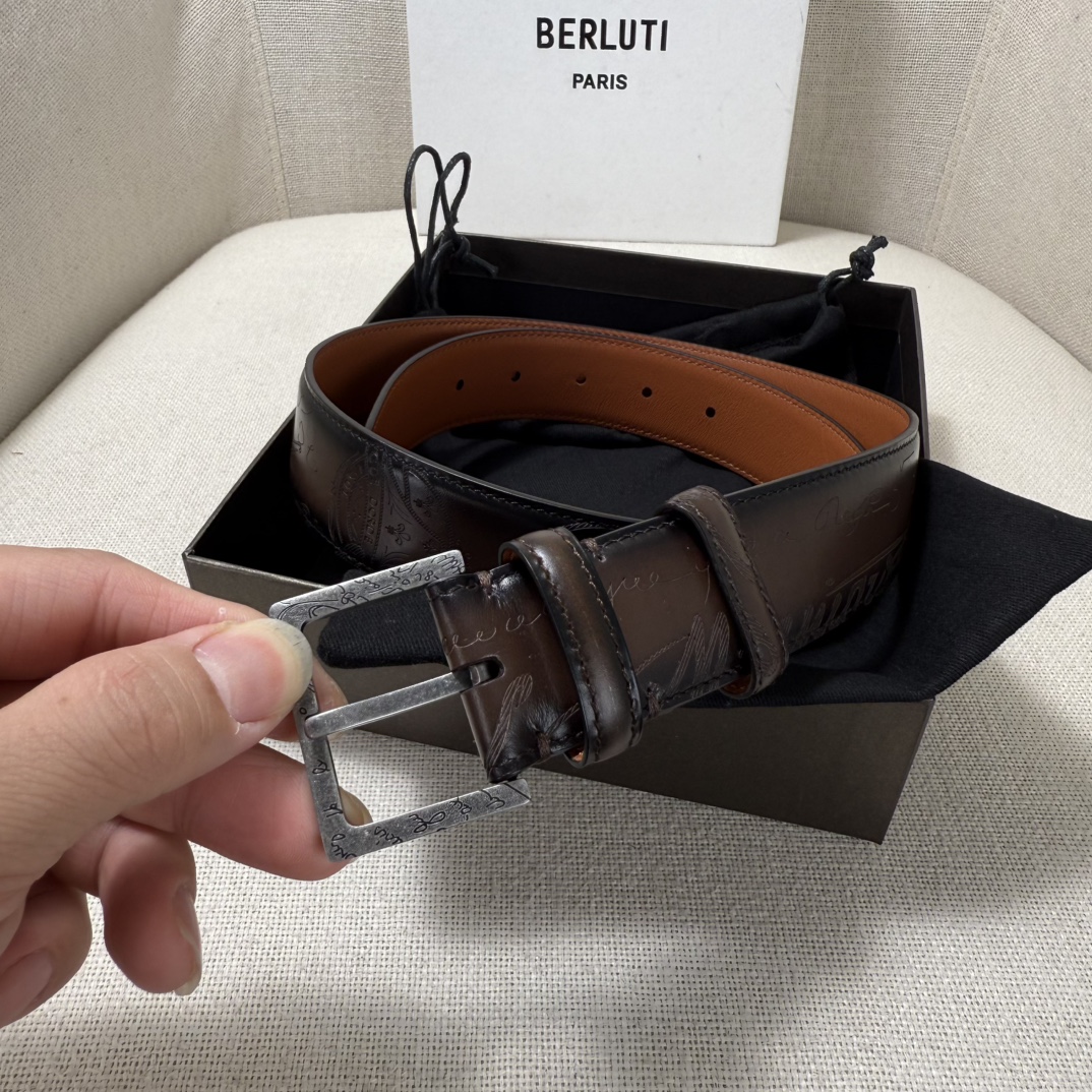3.5宽Berluti 布鲁提 最新款男士腰带