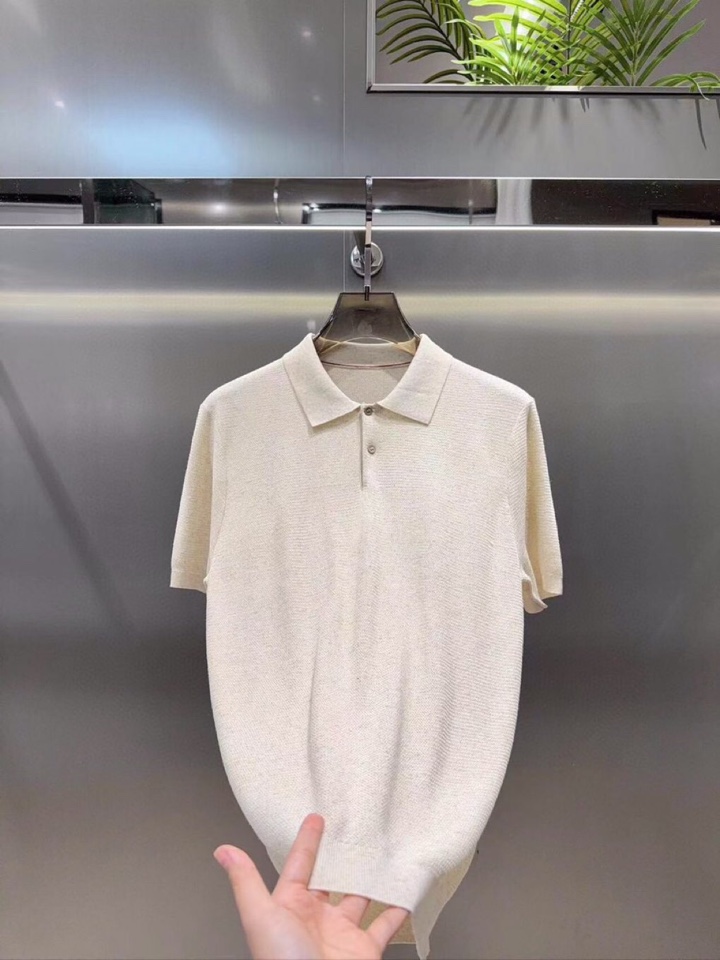 Loro Piana 诺悠翩雅L爆款到货 五个色春夏新品 男士亚麻针织POLO短袖衫翻领T恤\n码数：M
