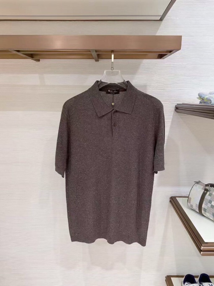 Loro Piana 诺悠翩雅L爆款到货 五个色春夏新品 男士亚麻针织POLO短袖衫翻领T恤\n码数：M