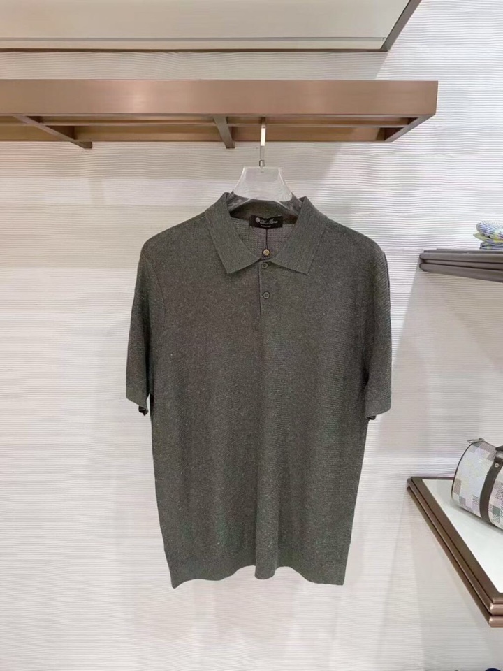 Loro Piana 诺悠翩雅L爆款到货 五个色春夏新品 男士亚麻针织POLO短袖衫翻领T恤\n码数：M