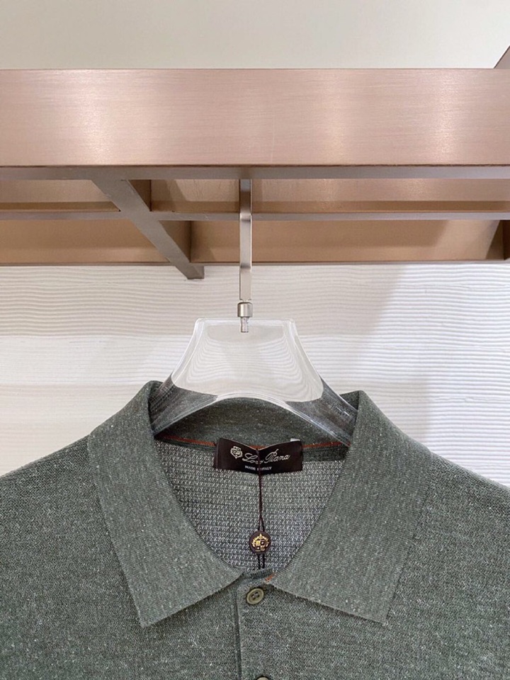 Loro Piana 诺悠翩雅L爆款到货 五个色春夏新品 男士亚麻针织POLO短袖衫翻领T恤\n码数：M