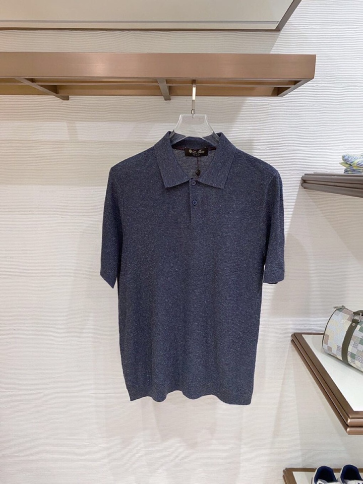 Loro Piana 诺悠翩雅L爆款到货 五个色春夏新品 男士亚麻针织POLO短袖衫翻领T恤\n码数：M