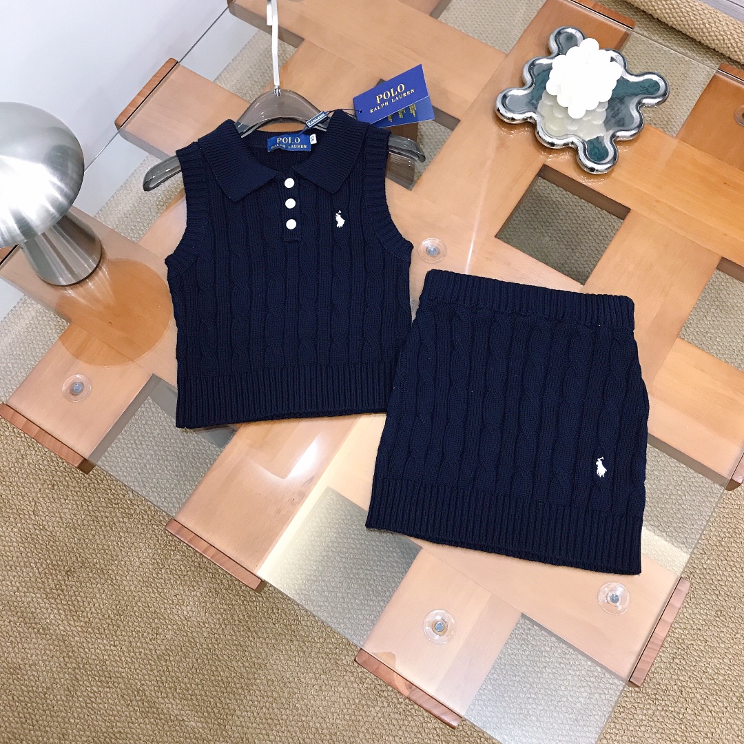 Alta costura solo cambio de talla Tallas: 90-150 Polo [Chaleco de punto sin mangas con cuello pequeño + falda corta] Al…