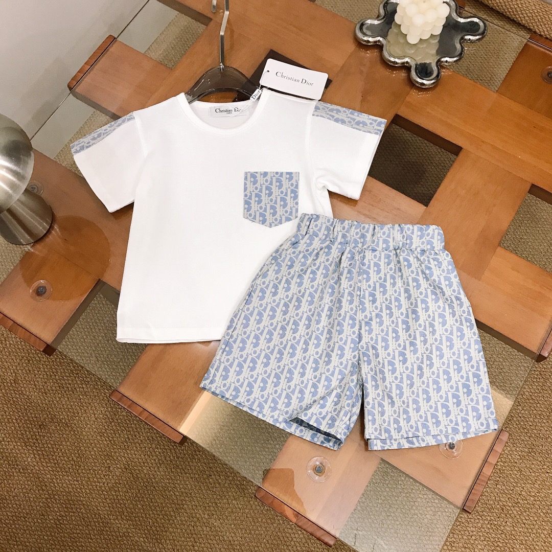 Conjunto DIO* para niños y niñas ~ Colección limitada [Camiseta de algodón puro + pantalones cortos vaqueros de jacquar…