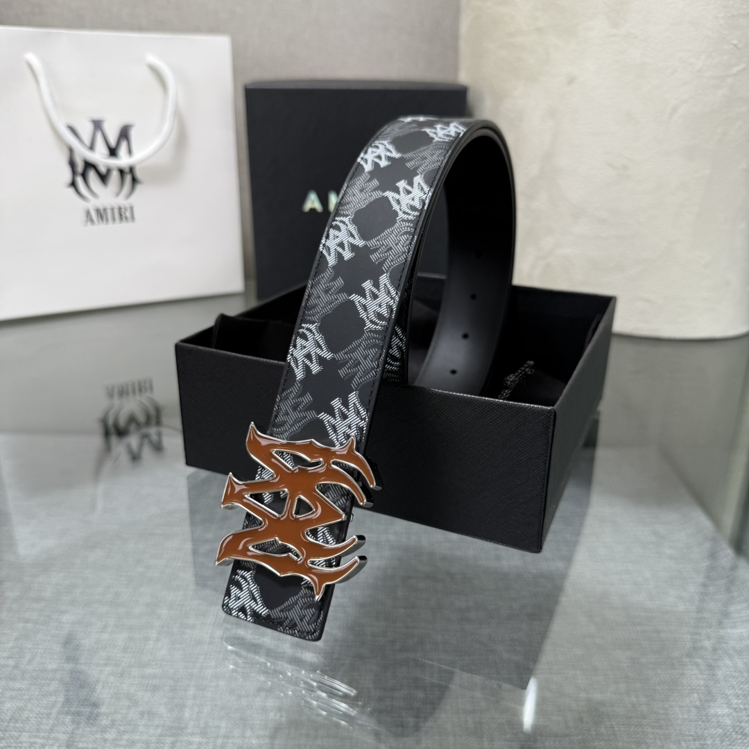 爱美丽AMIRI最新网红爆款双面牛皮皮带配原装盒专柜同步3.8宽新款上市了，原版牛皮，搭配钢扣，优雅，大