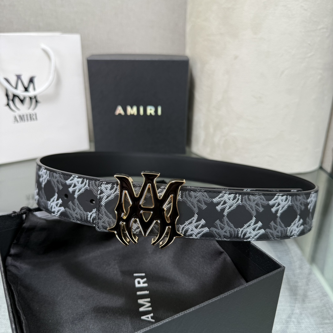 爱美丽AMIRI最新网红爆款双面牛皮皮带配原装盒专柜同步3.8宽新款上市了，原版牛皮，搭配钢扣，优雅，大