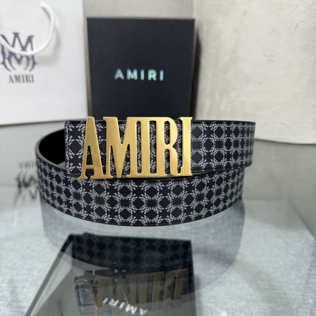 爱美丽AMIRI最新网红爆款双面牛皮皮带配原装盒专柜同步3.8宽新款上市了，原版牛皮，搭配钢扣，优雅，大