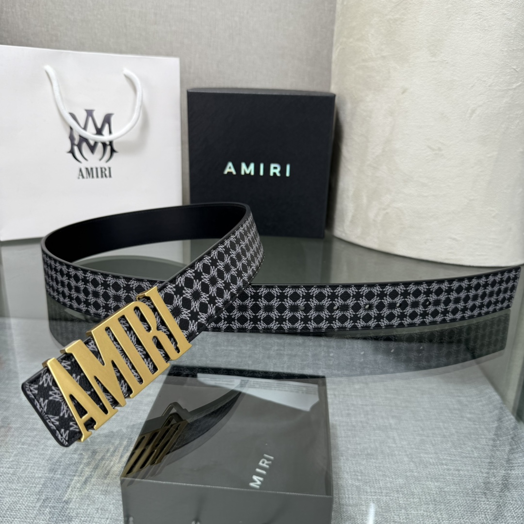 爱美丽AMIRI最新网红爆款双面牛皮皮带配原装盒专柜同步3.8宽新款上市了，原版牛皮，搭配钢扣，优雅，大