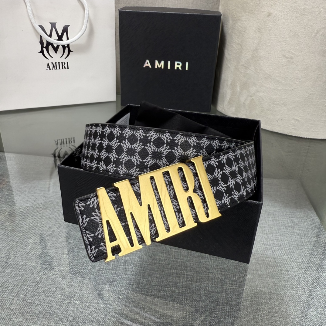 爱美丽AMIRI最新网红爆款双面牛皮皮带配原装盒专柜同步3.8宽新款上市了，原版牛皮，搭配钢扣，优雅，大