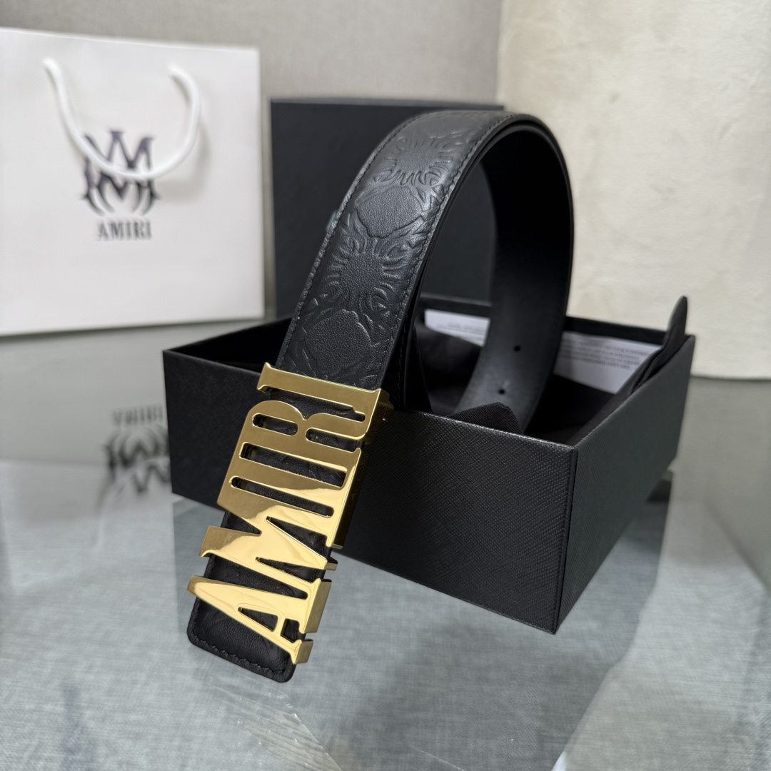 爱美丽AMIRI最新网红爆款双面牛皮皮带配原装盒专柜同步3.8宽新款上市了，原版牛皮，搭配钢扣，优雅，大