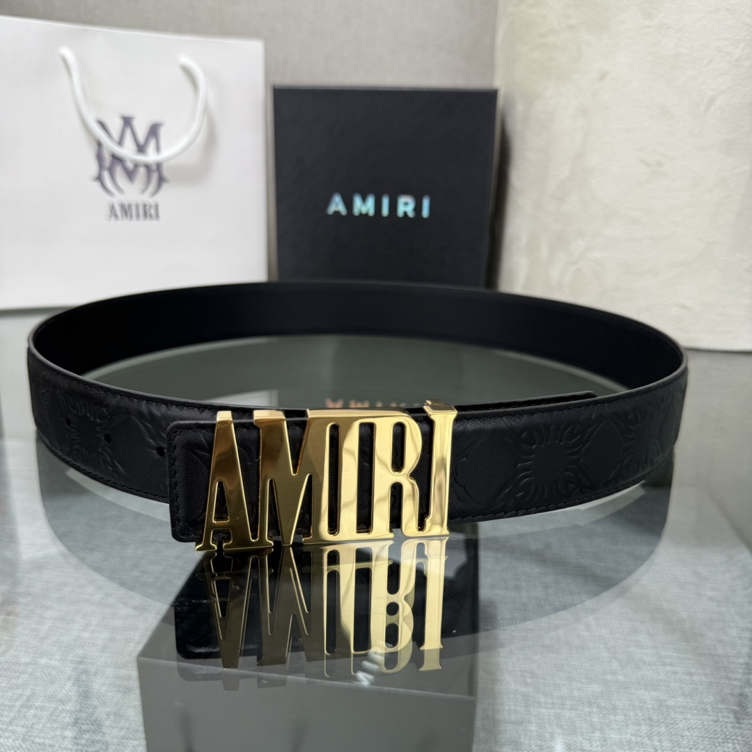 爱美丽AMIRI最新网红爆款双面牛皮皮带配原装盒专柜同步3.8宽新款上市了，原版牛皮，搭配钢扣，优雅，大