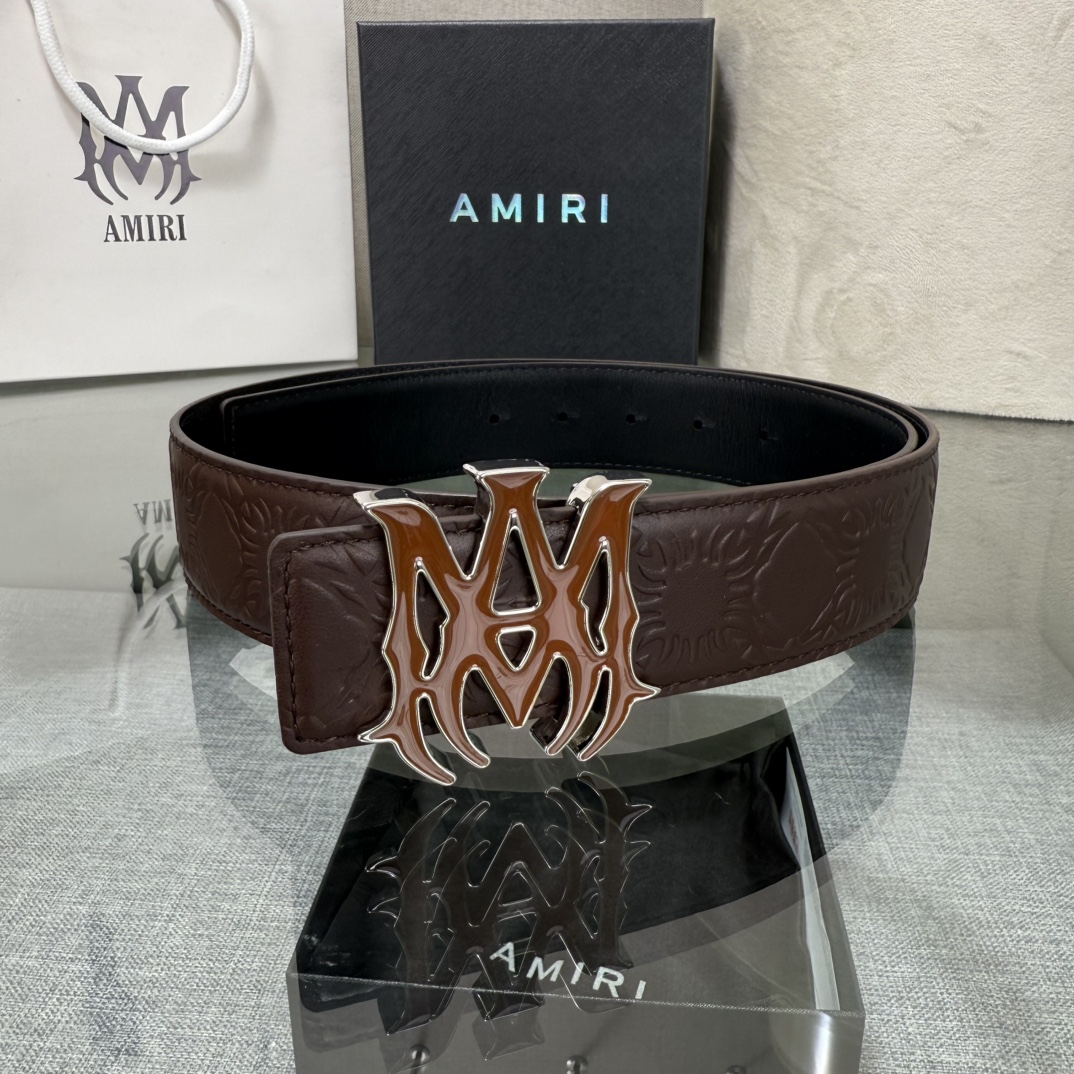 爱美丽AMIRI最新网红爆款双面牛皮皮带配原装盒专柜同步3.8宽新款上市了，原版牛皮，搭配钢扣，优雅，大