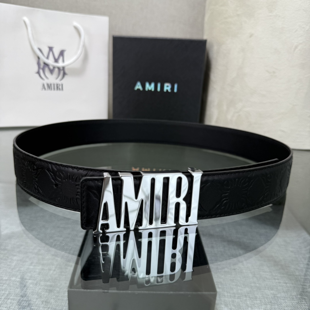 爱美丽AMIRI最新网红爆款双面牛皮皮带配原装盒专柜同步3.8宽新款上市了，原版牛皮，搭配钢扣，优雅，大