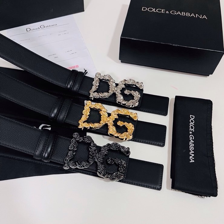 Dolce&Gabbana ，经典徽标腰带,优雅点睛各式造型，男士牛皮腰带，4.0cm。