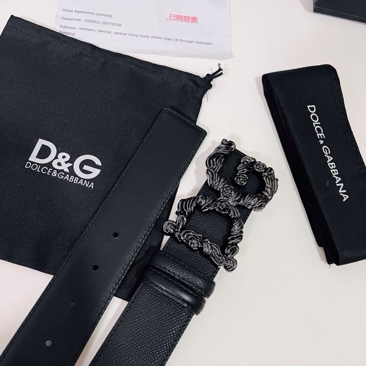 Dolce&Gabbana ，经典徽标腰带,优雅点睛各式造型，男士牛皮腰带，4.0cm。