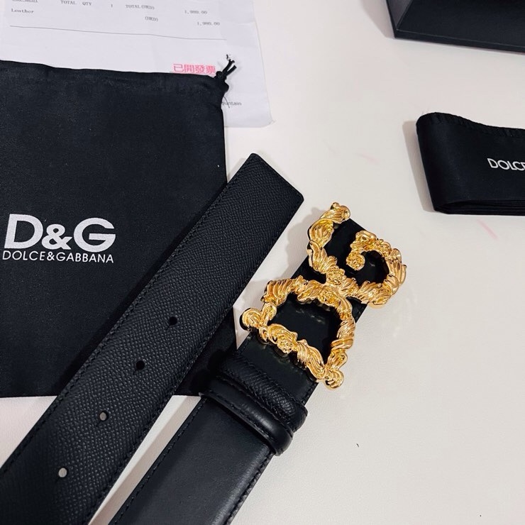 Dolce&Gabbana ，经典徽标腰带,优雅点睛各式造型，男士牛皮腰带，4.0cm。
