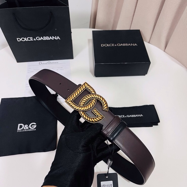 Dolce&Gabbana  新款双面小牛皮男士徽标腰带,双面可用，4.0cm